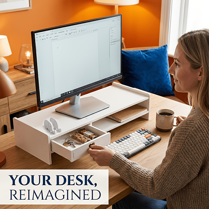 Monitor Riser Wood - Minimalist White PVC Monitor Stand Riser