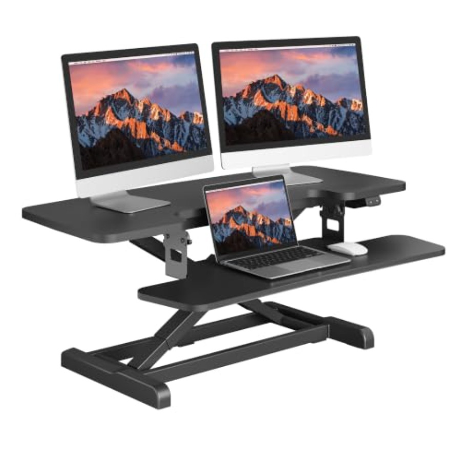 Monitor Riser Wood - Electric Standing Desk Converter Height Adjustable