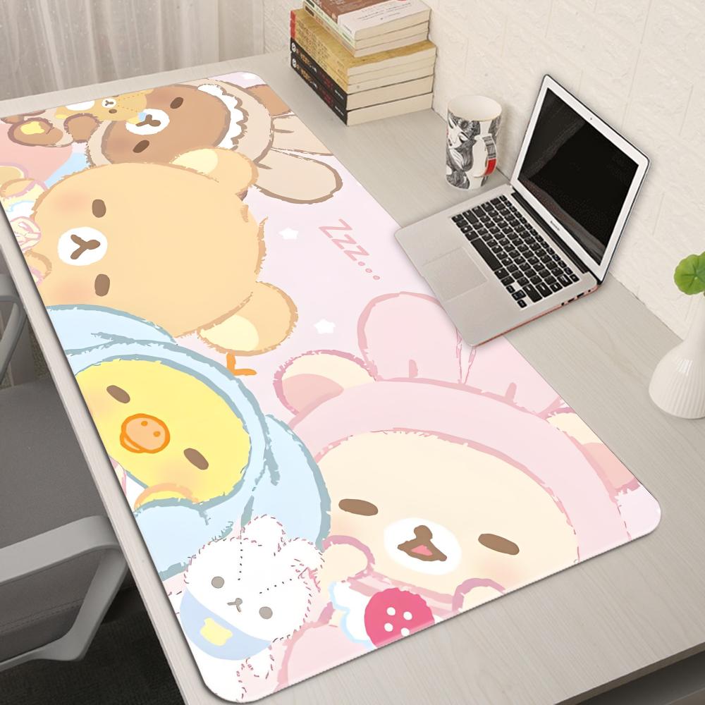 Yellow Desk Setup - XXL Cartoon Pink Mouse Pad Anime