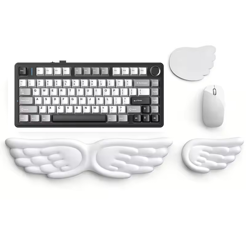 Yellow Desk Setup - Mechanical Keyboard Mouse Wrist Rest Angel