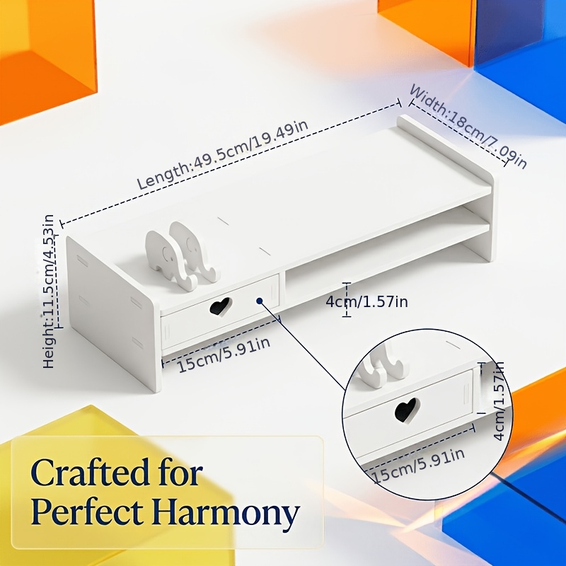 Minimalist White PVC Monitor S - Monitor Riser Wood ulasan dan harga