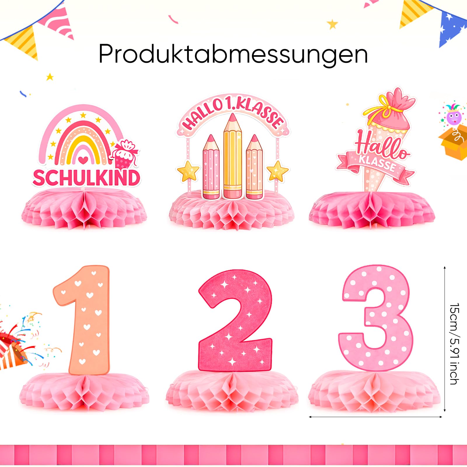 6Pcs Pink Rainbow Schulkind 12 - Desk Setup Girl ulasan dan harga