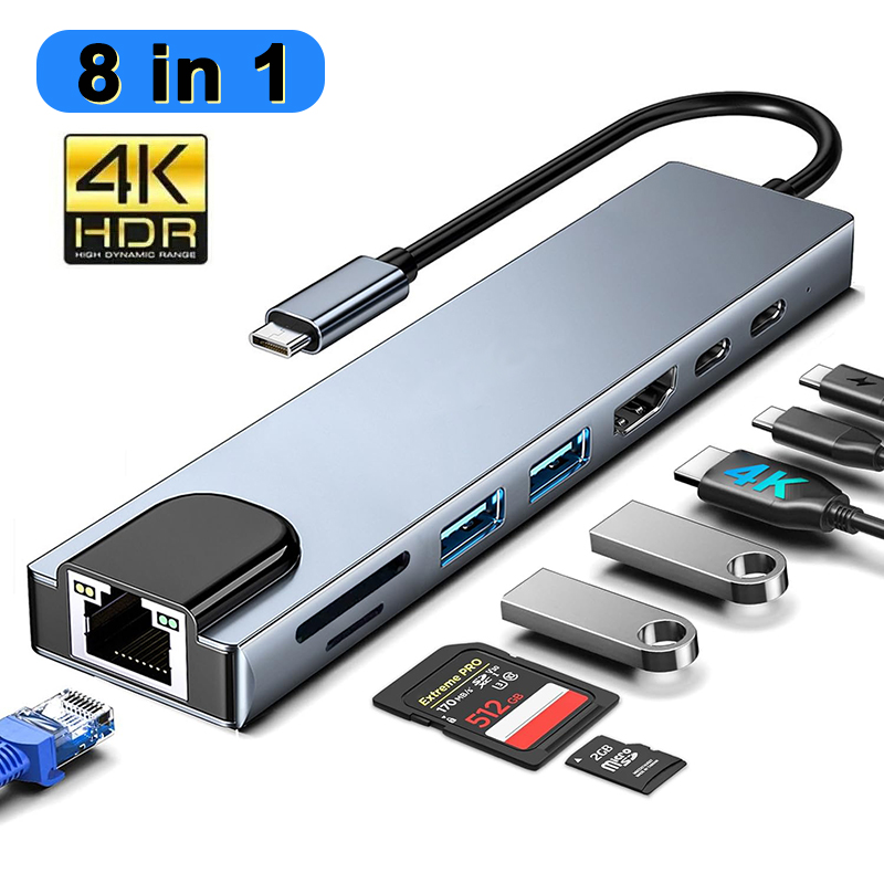 8 In 1 USB Type C Hub for MacB - Desk Setup Usb Hub ulasan dan harga
