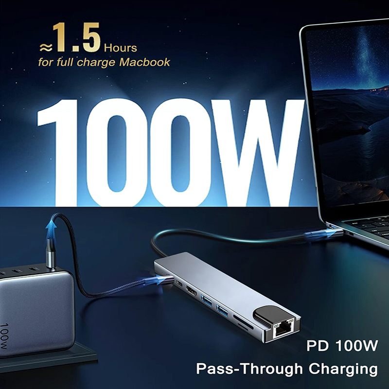 8 In 1 USB Type C Hub for MacB - Desk Setup Usb Hub ulasan dan harga