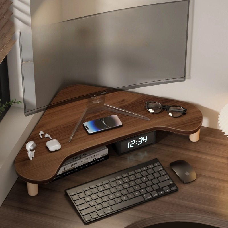 Corner Computer Stand, Triangl - Monitor Riser Wood ulasan dan harga