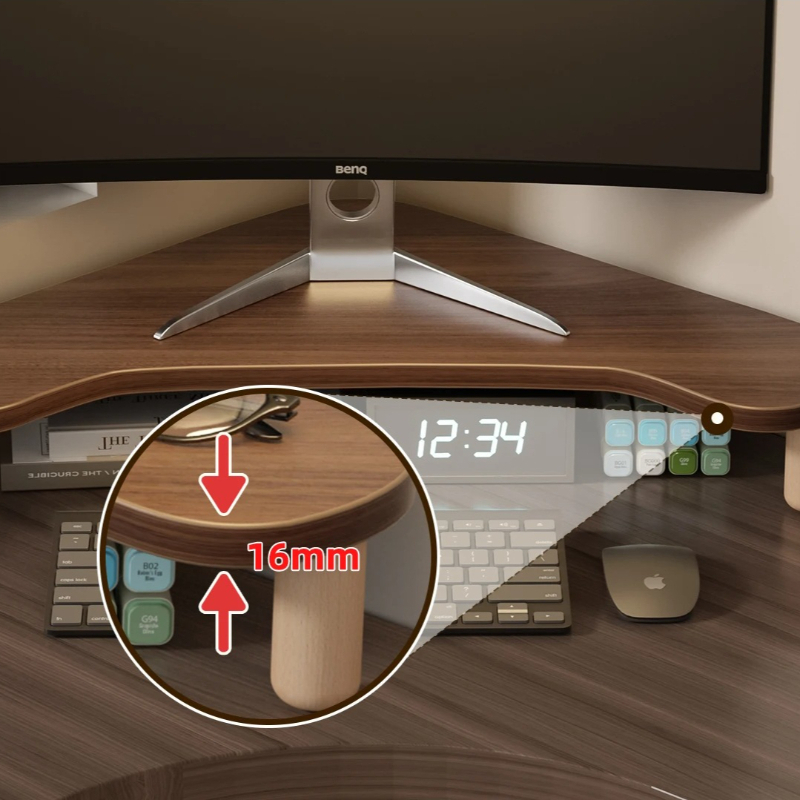 Corner Computer Stand, Triangl - Monitor Riser Wood ulasan dan harga