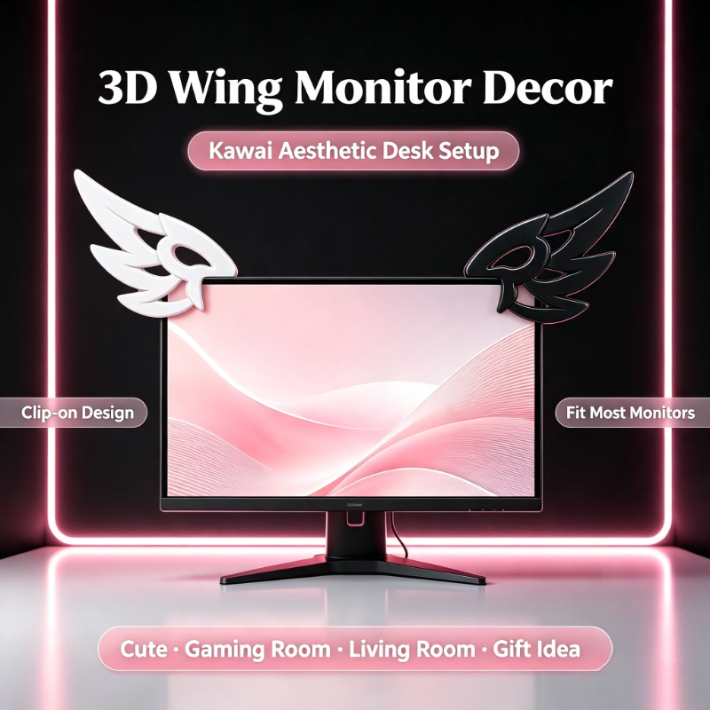Kawaii 3D Wing Decor for Compu - Desk Setup No Monitor ulasan dan harga