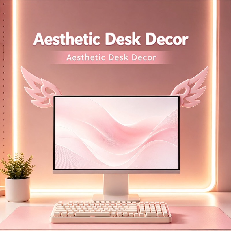 Kawaii 3D Wing Decor for Compu - Desk Setup No Monitor ulasan dan harga