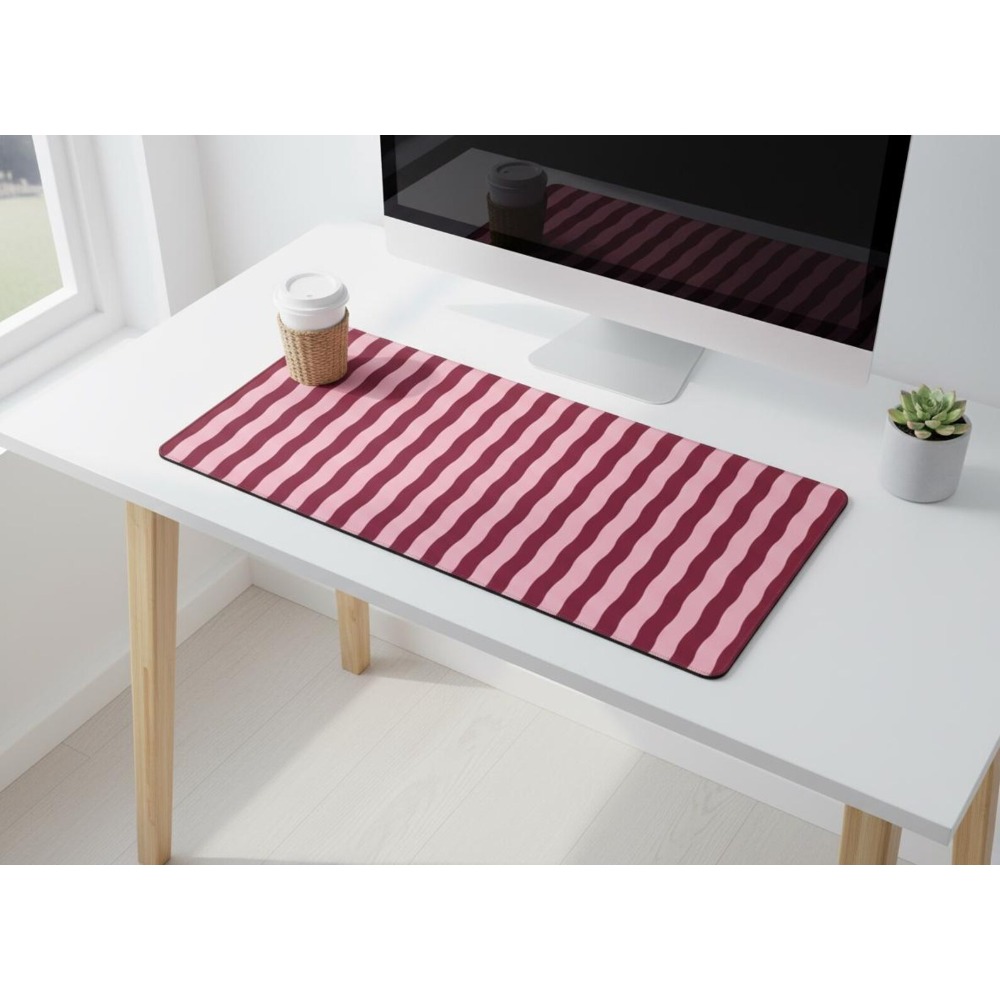 Pink Burgundy Wavy Lines Desk  - Yellow Desk Setup ulasan dan harga