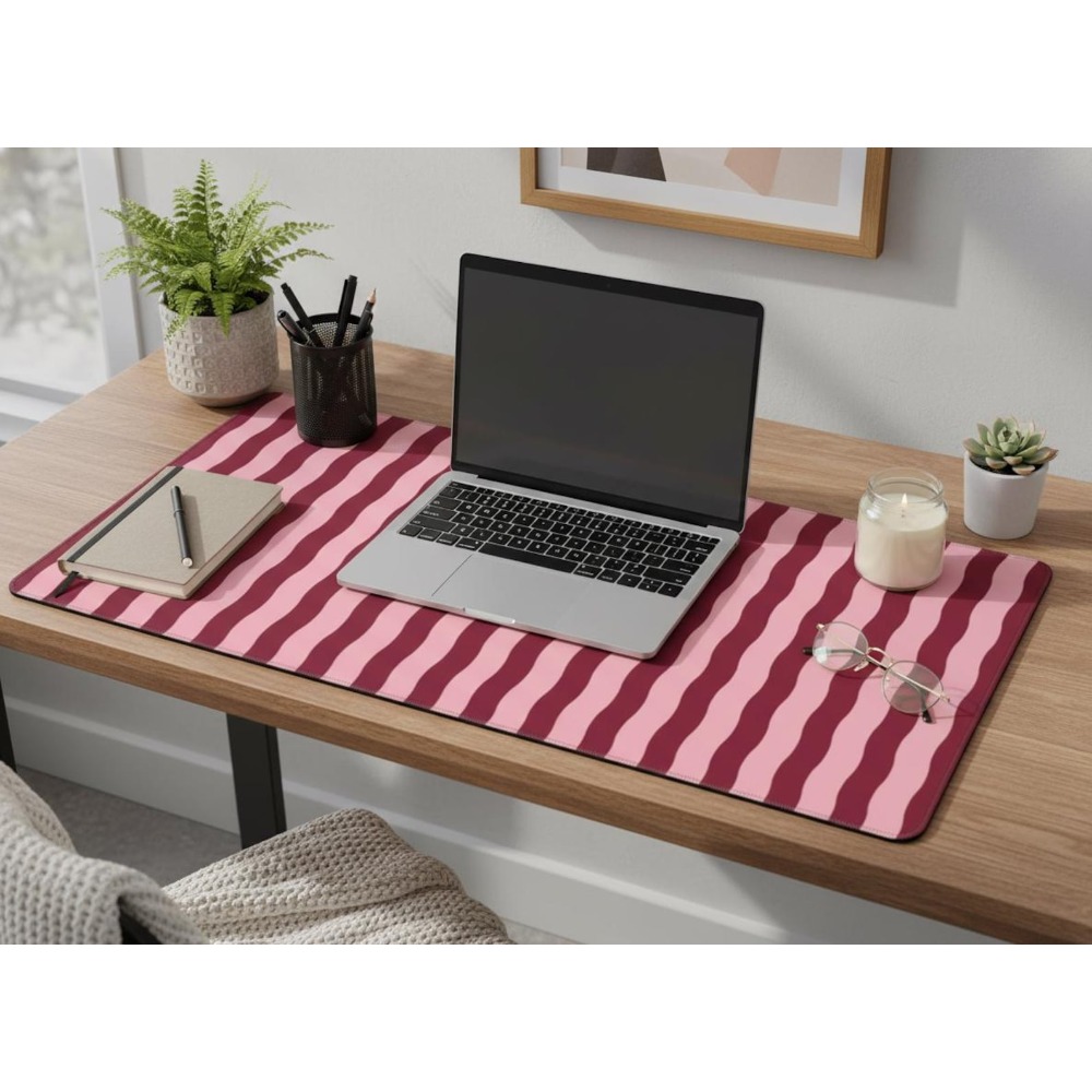 Pink Burgundy Wavy Lines Desk  - Yellow Desk Setup ulasan dan harga