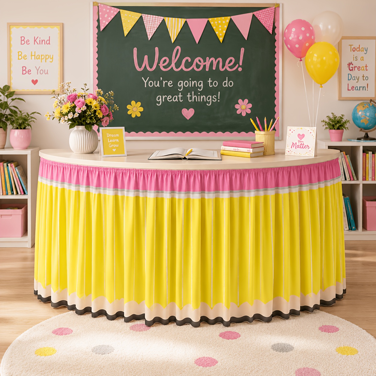 1PC Ba To School Pencil Table  - Yellow Desk Setup ulasan dan harga