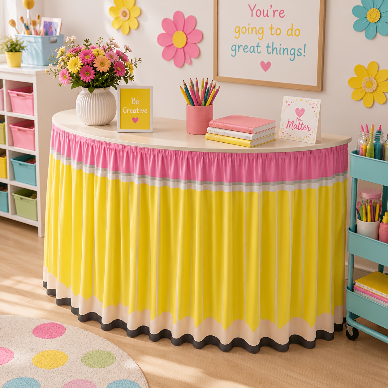 1PC Ba To School Pencil Table  - Yellow Desk Setup ulasan dan harga