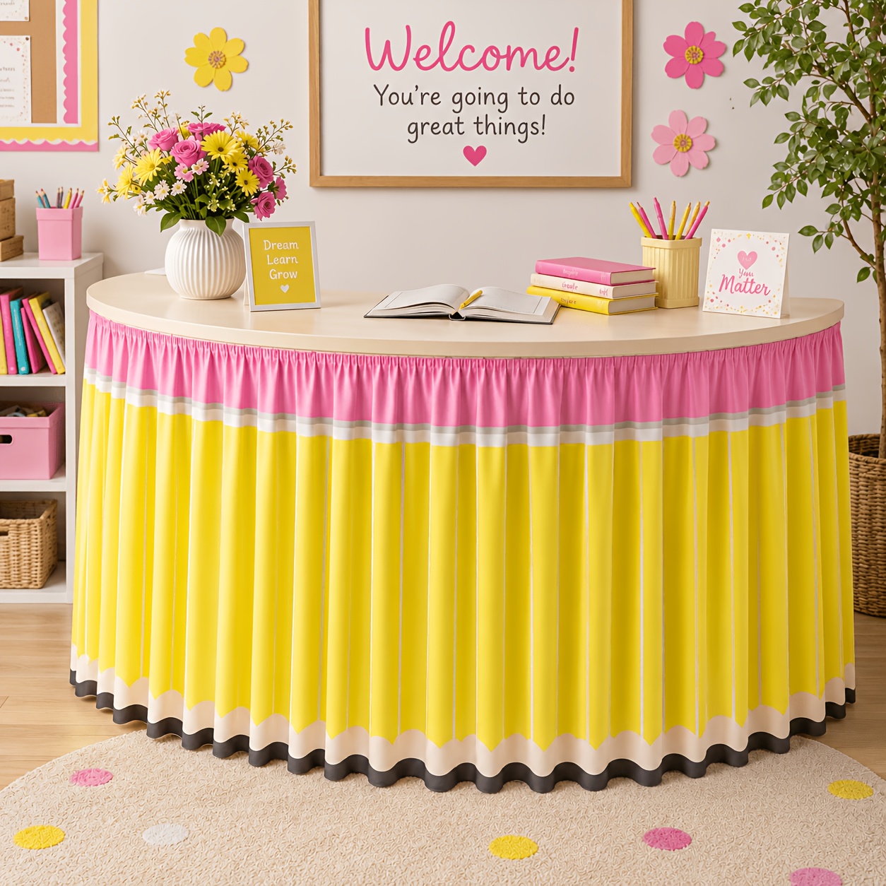 1PC Ba To School Pencil Table  - Yellow Desk Setup ulasan dan harga