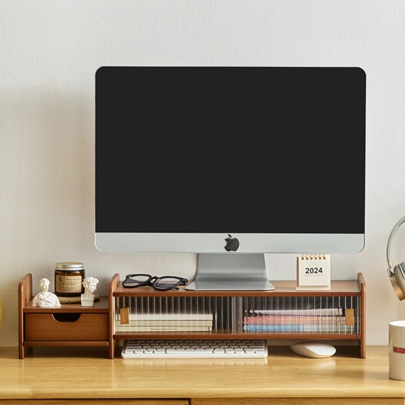‌Monitor Stand with Drawer-Adj - Monitor Riser Wood ulasan dan harga