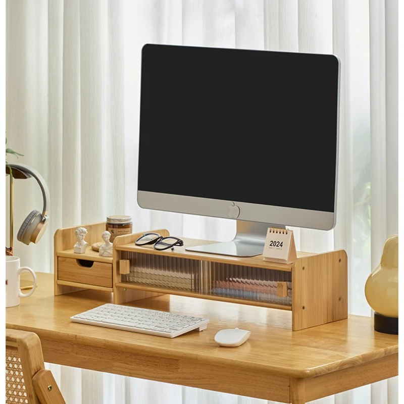‌Monitor Stand with Drawer-Adj - Monitor Riser Wood ulasan dan harga