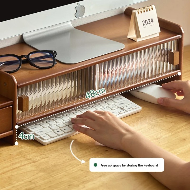 ‌Monitor Stand with Drawer-Adj - Monitor Riser Wood ulasan dan harga