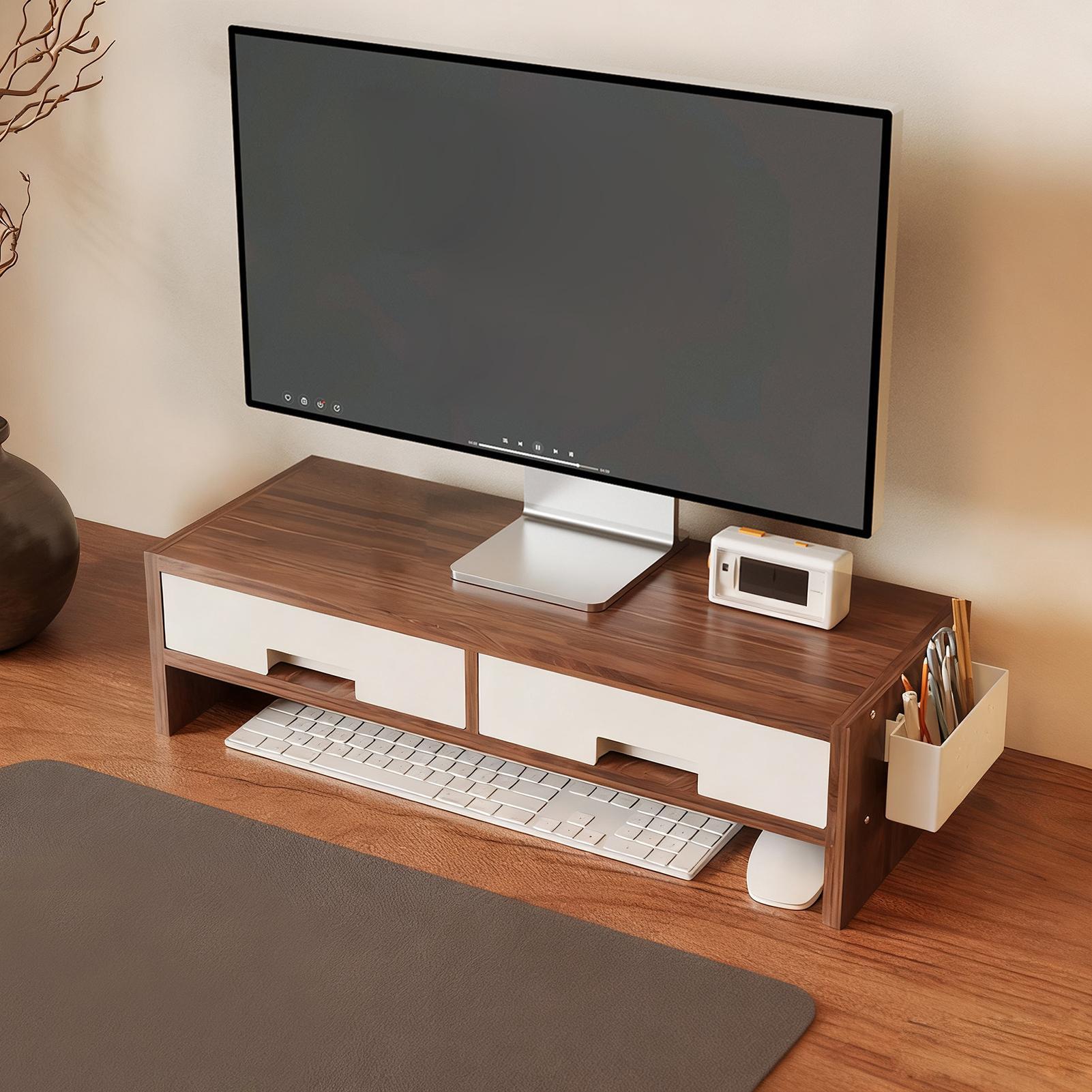 Desk Monitor Stand Riser Doubl - Monitor Riser Wood ulasan dan harga