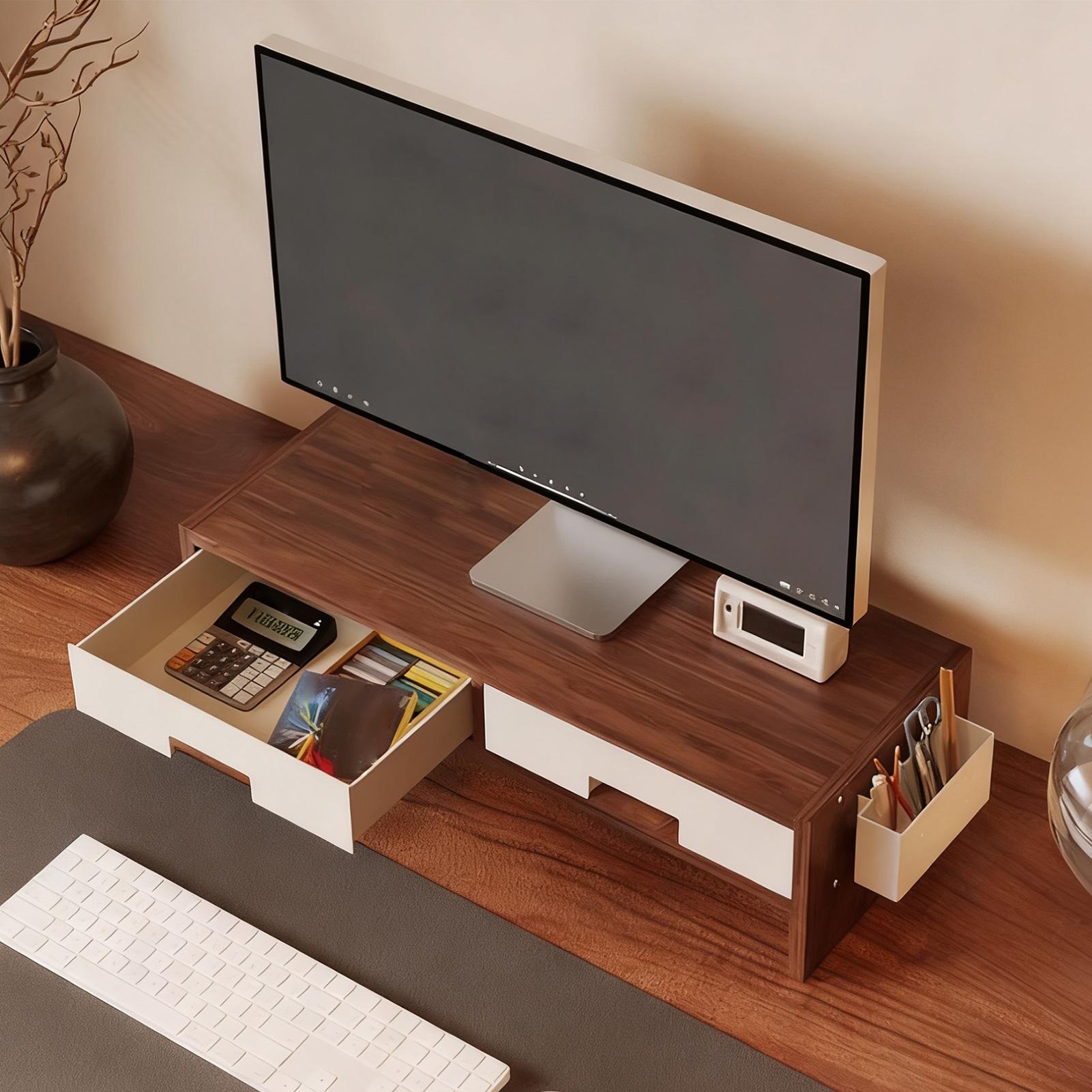 Desk Monitor Stand Riser Doubl - Monitor Riser Wood ulasan dan harga