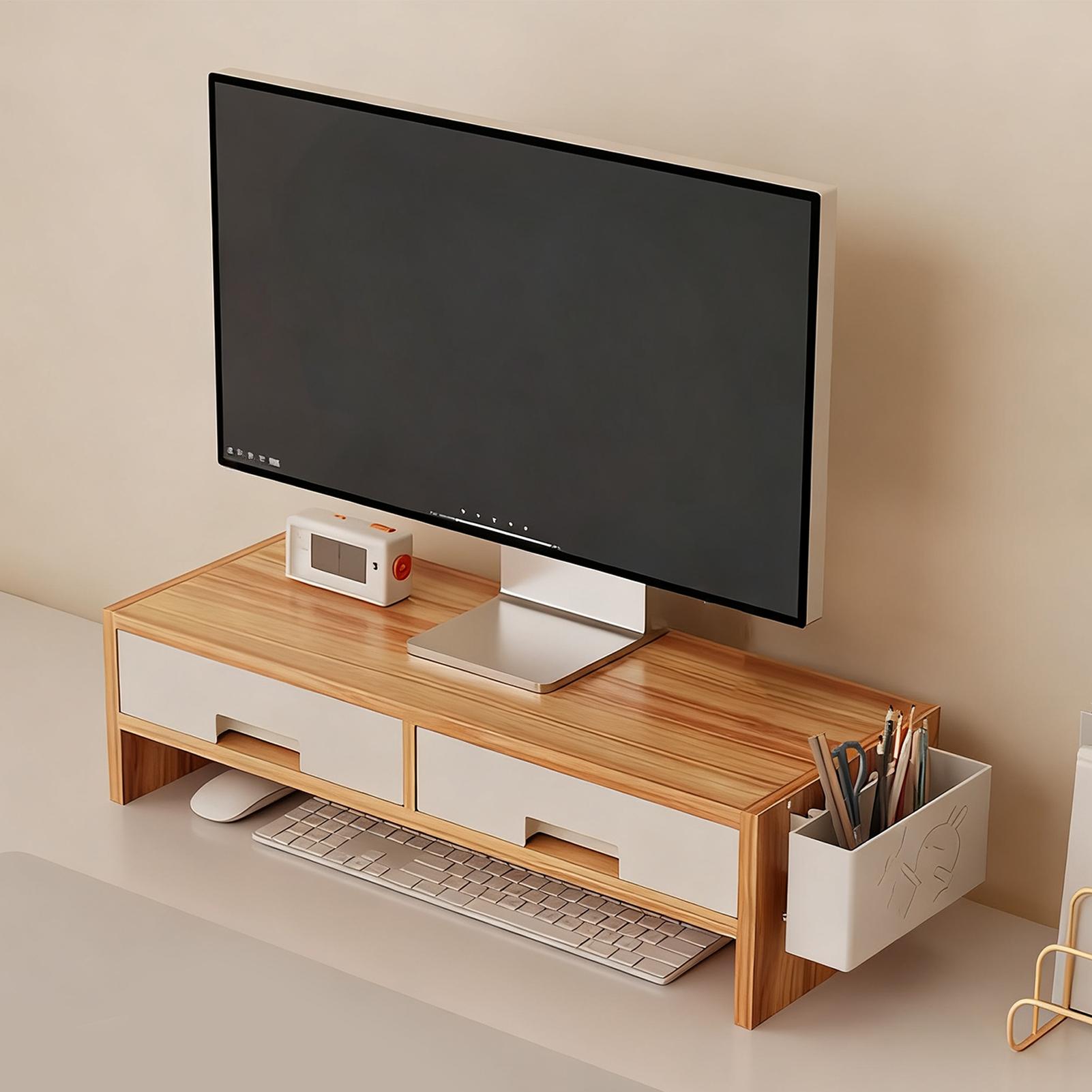 Desk Monitor Stand Riser Doubl - Monitor Riser Wood ulasan dan harga