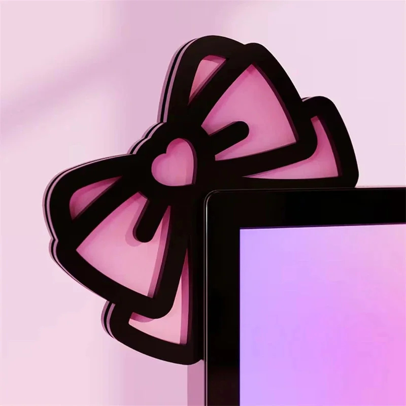 Kawaii Pink Acrylic Bow Monito - Desk Setup Gifts ulasan dan harga