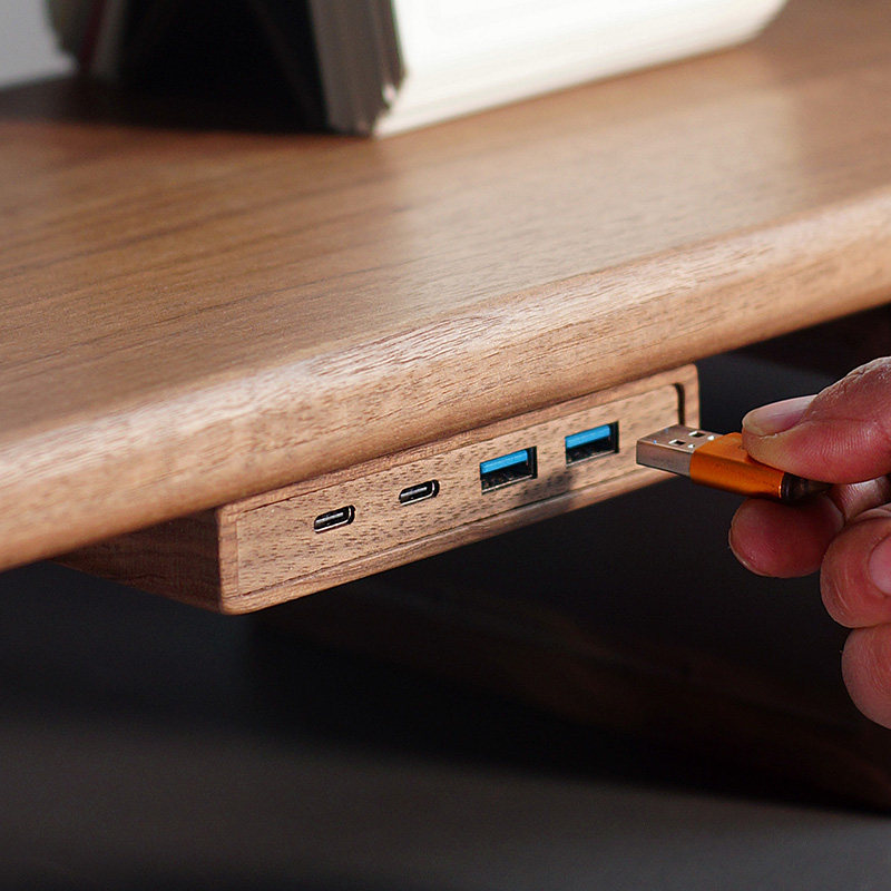 USB 3.2 Hub with Self-Adhesive - Monitor Riser Wood ulasan dan harga