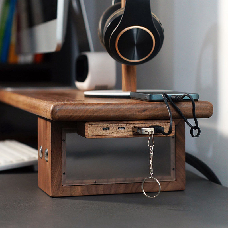 USB 3.2 Hub with Self-Adhesive - Monitor Riser Wood ulasan dan harga