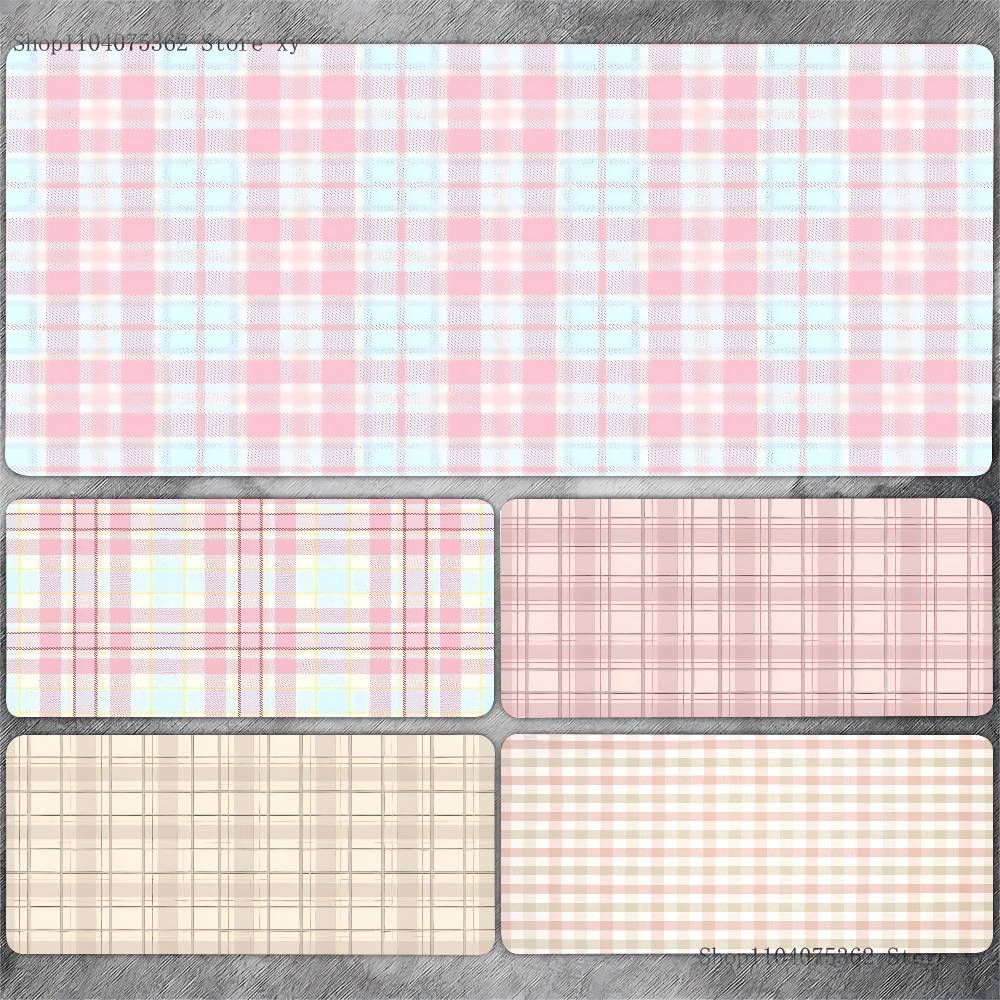 Plaid Pattern Mouse Pad Large  - Yellow Desk Setup ulasan dan harga
