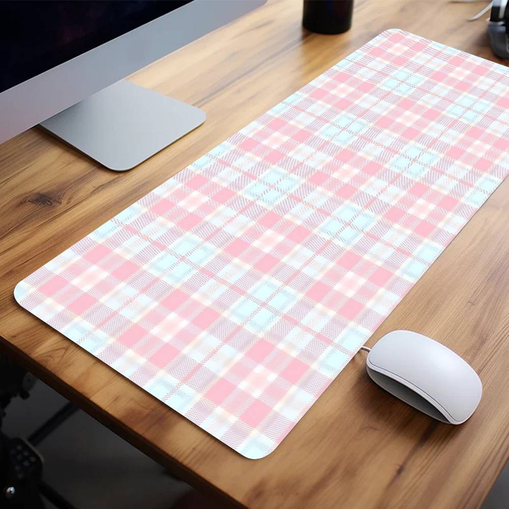 Plaid Pattern Mouse Pad Large  - Yellow Desk Setup ulasan dan harga