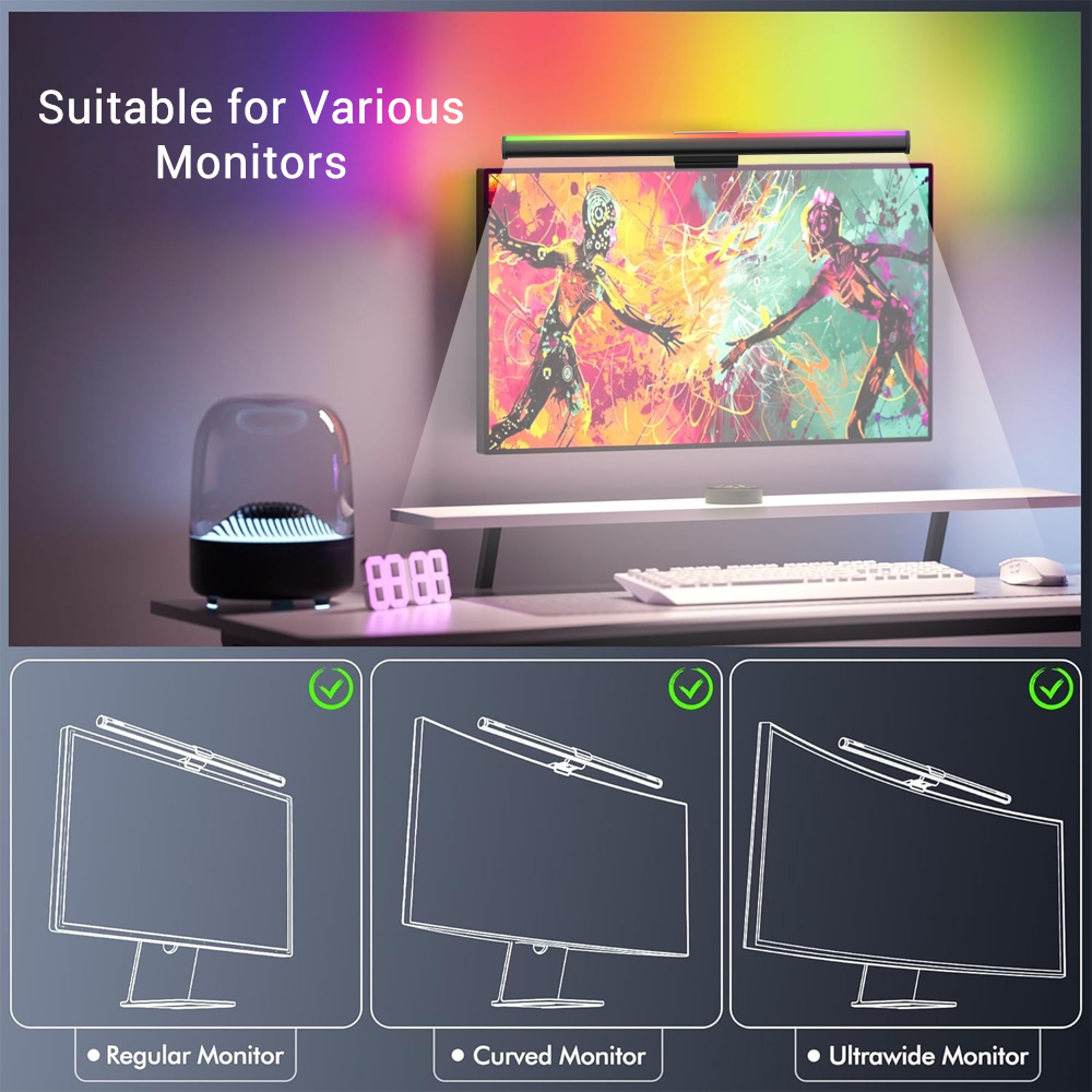 Wifi Lightbar Monitor Light Ba - Desk Setup No Monitor ulasan dan harga