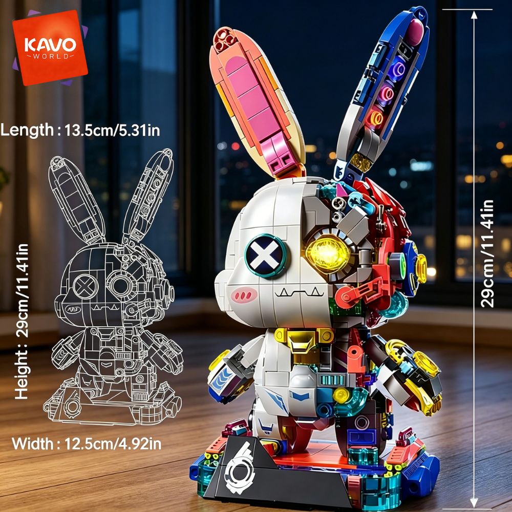 KAVOWORLD 1377PCS Robot Rabbit - Desk Setup Gifts ulasan dan harga