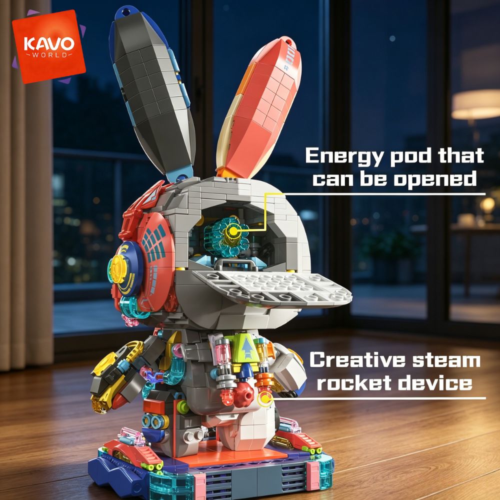 KAVOWORLD 1377PCS Robot Rabbit - Desk Setup Gifts ulasan dan harga