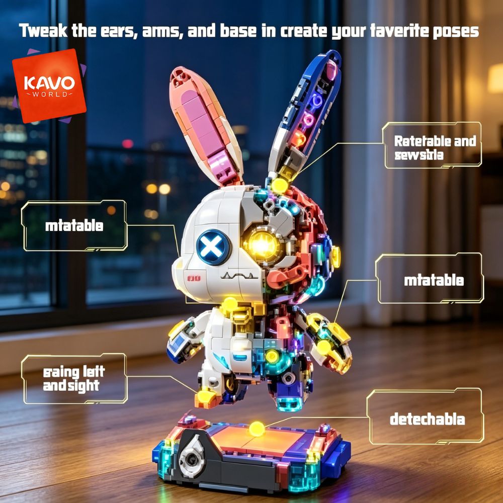 KAVOWORLD 1377PCS Robot Rabbit - Desk Setup Gifts ulasan dan harga