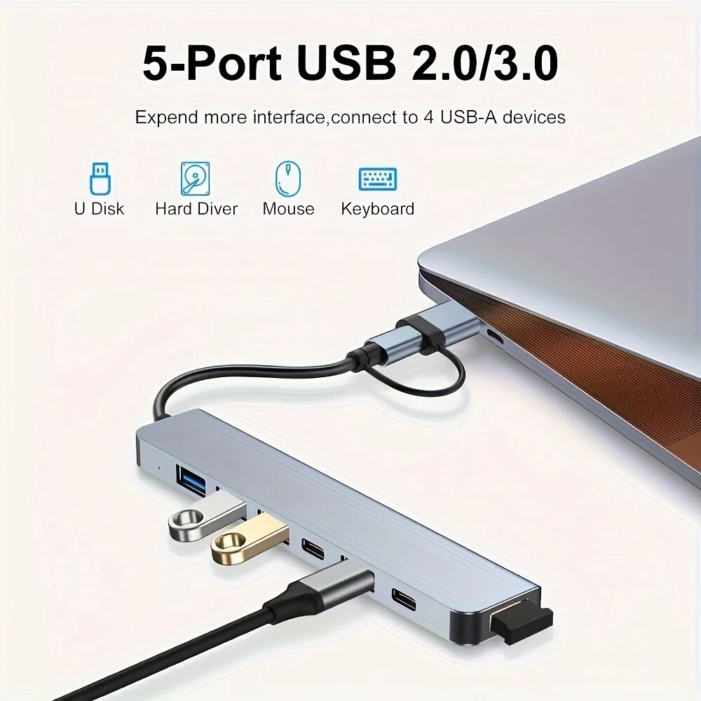 2 In 1 USB3.0 Hub 7 Port Type  - Desk Setup Usb Hub ulasan dan harga