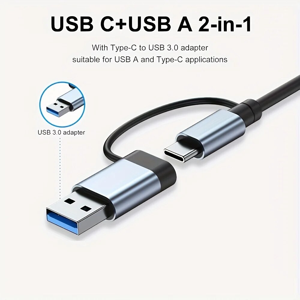 2 In 1 USB3.0 Hub 7 Port Type  - Desk Setup Usb Hub ulasan dan harga
