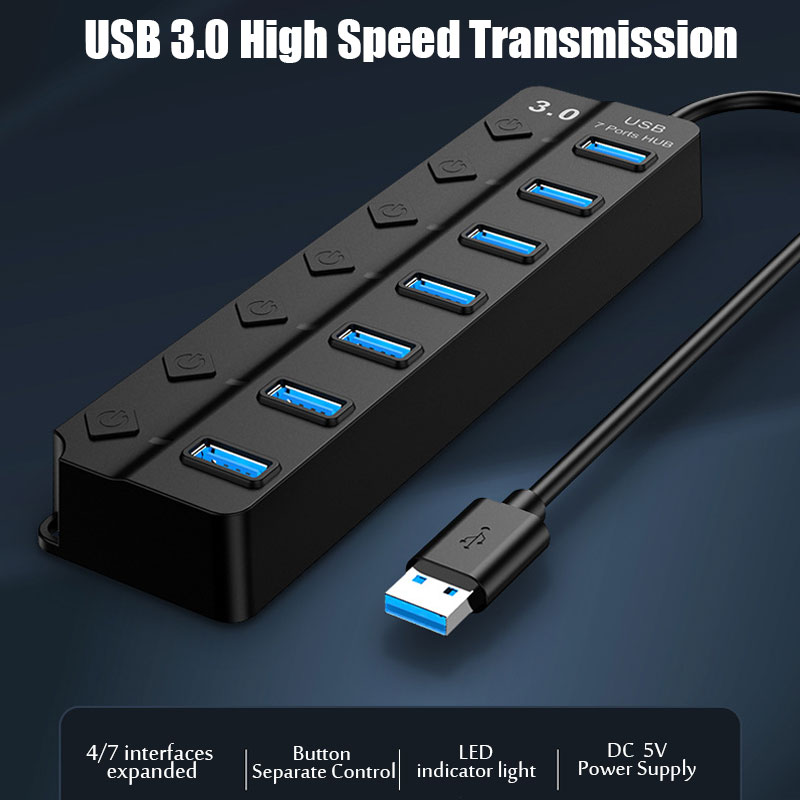 USB 3.0 Power Adapter 4/7 Port - Desk Setup Usb Hub ulasan dan harga