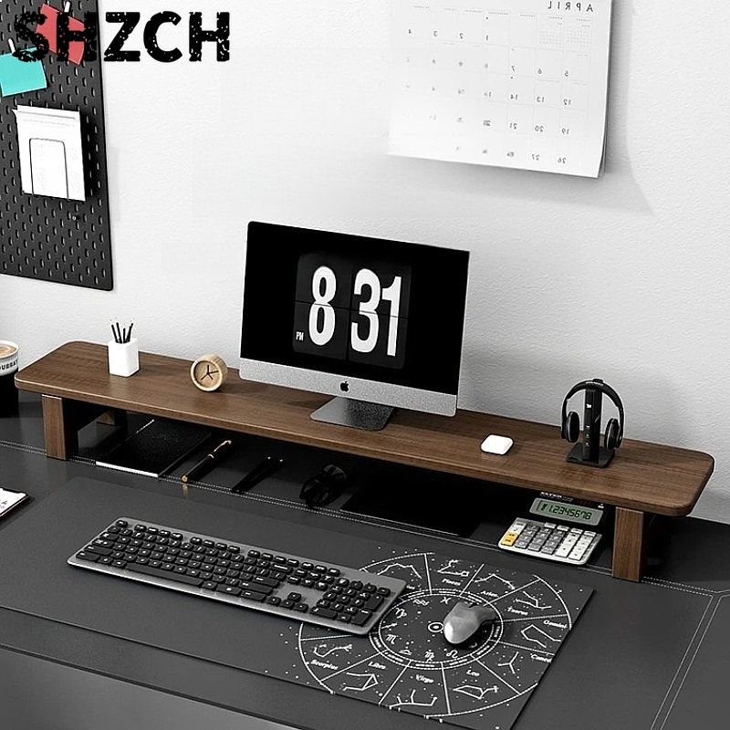 Walnut Monitor Stand Riser Adj - Monitor Riser Wood ulasan dan harga