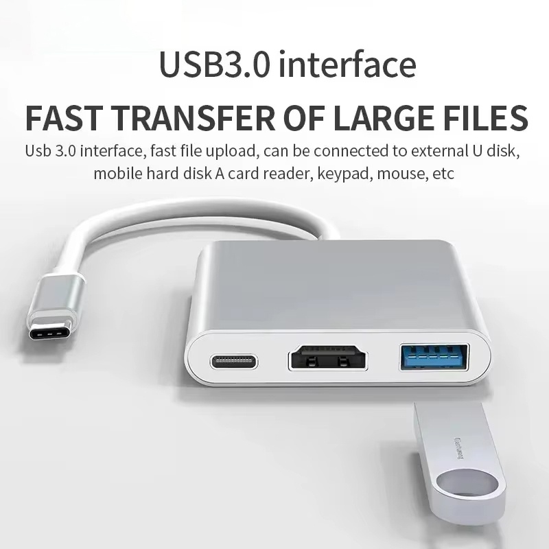 3 In 1 Type C to HDMI-compatib - Desk Setup Usb Hub ulasan dan harga