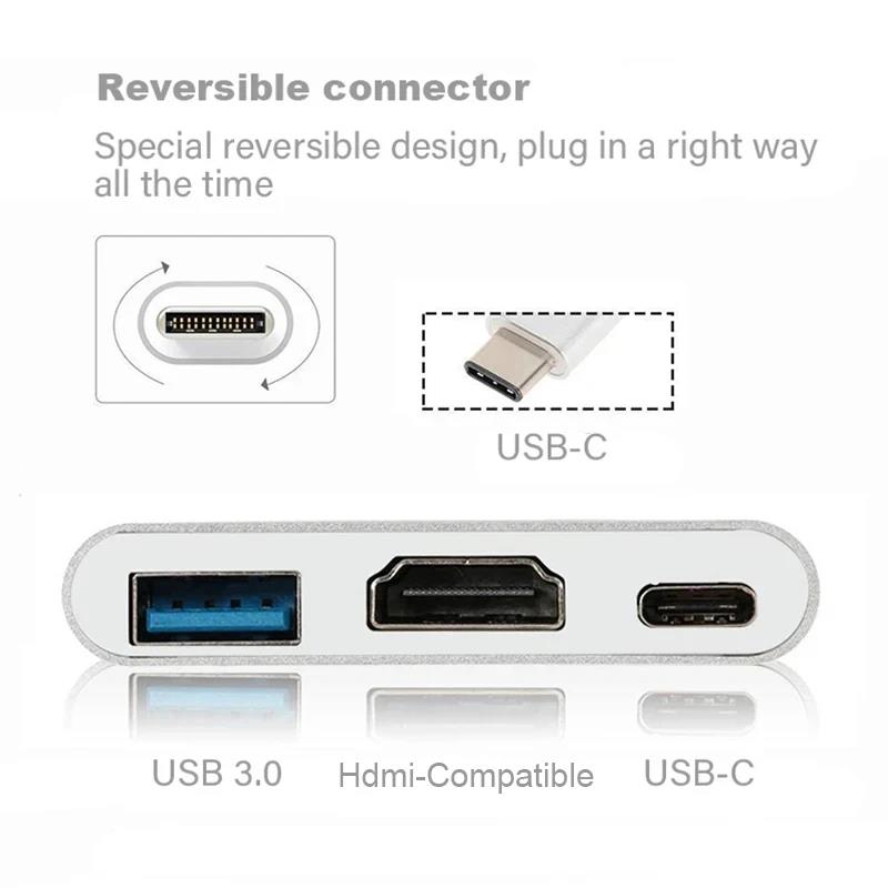 3 In 1 Type C to HDMI-compatib - Desk Setup Usb Hub ulasan dan harga