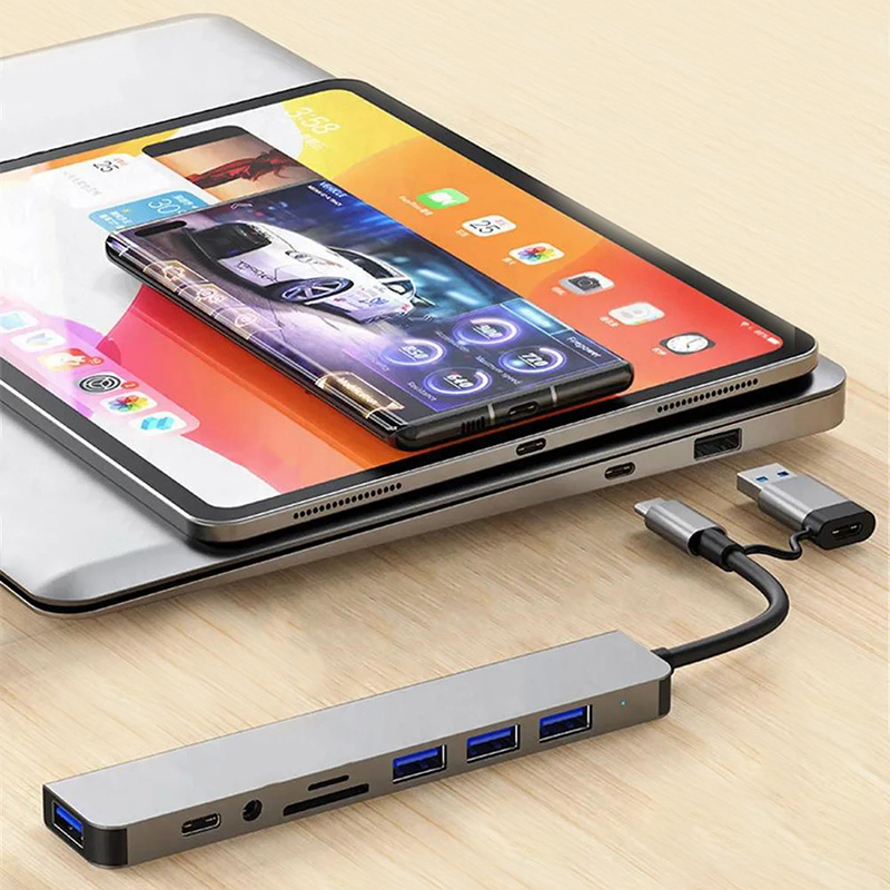 8 In 2 USB Type C HUB Docking  - Desk Setup Usb Hub ulasan dan harga