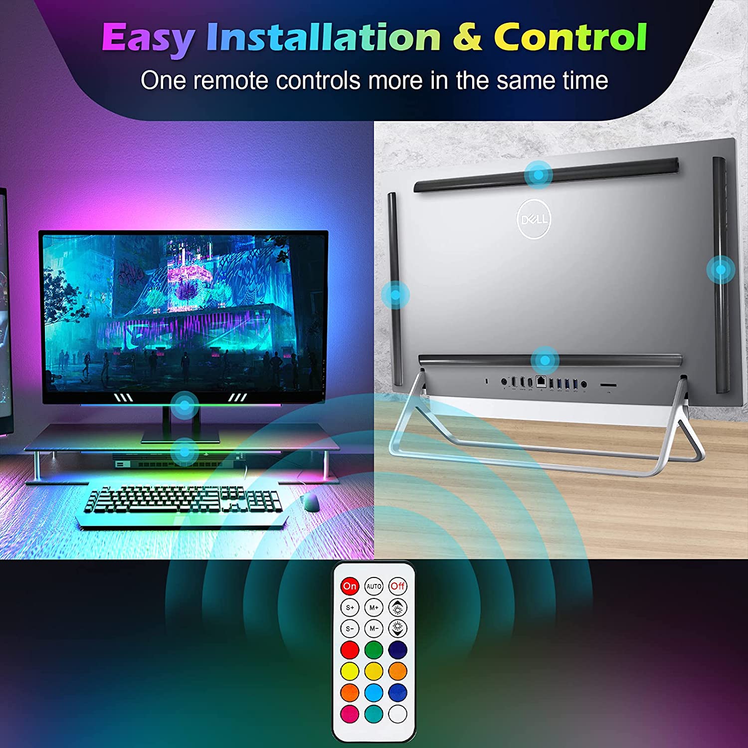 Under Monitor Light Bar RGB Dr - Desk Setup No Monitor ulasan dan harga
