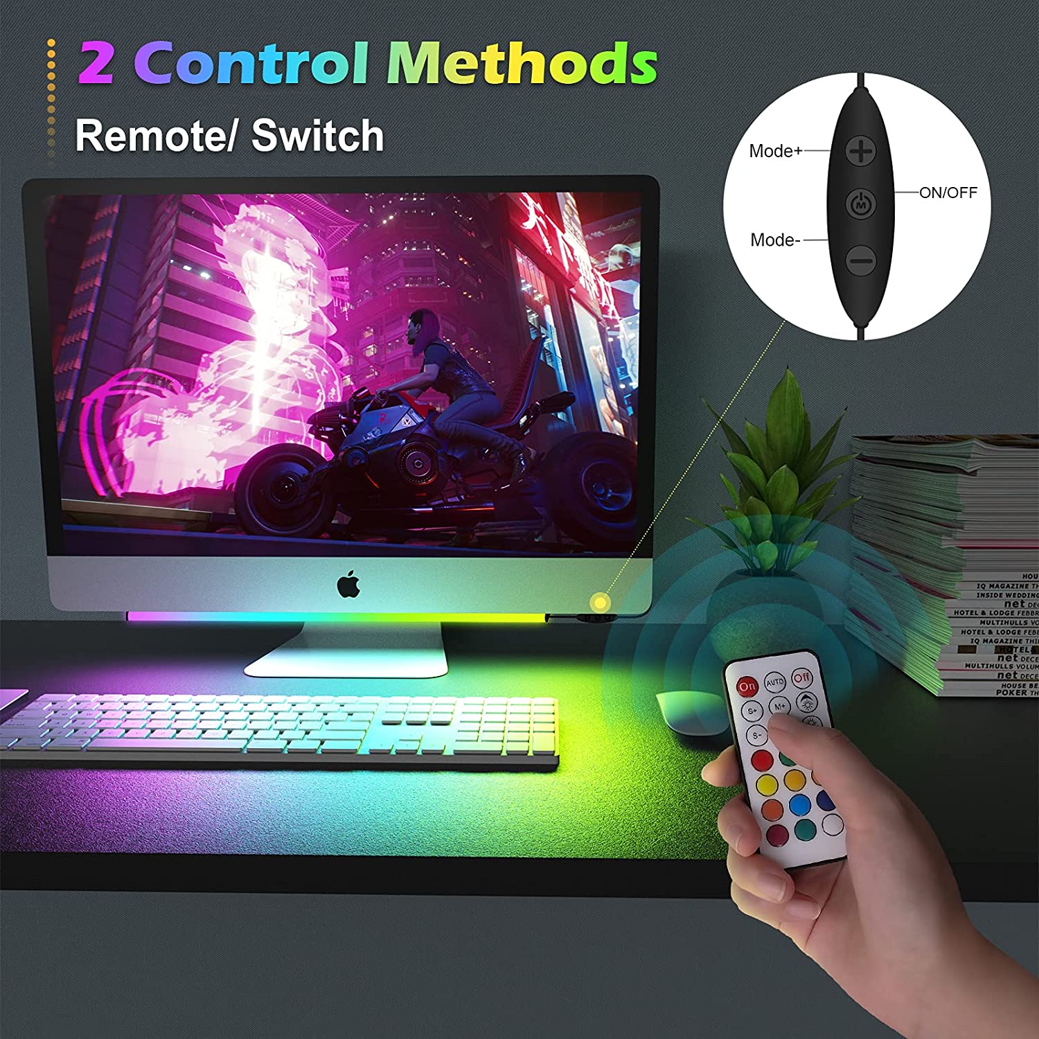 Under Monitor Light Bar RGB Dr - Desk Setup No Monitor ulasan dan harga